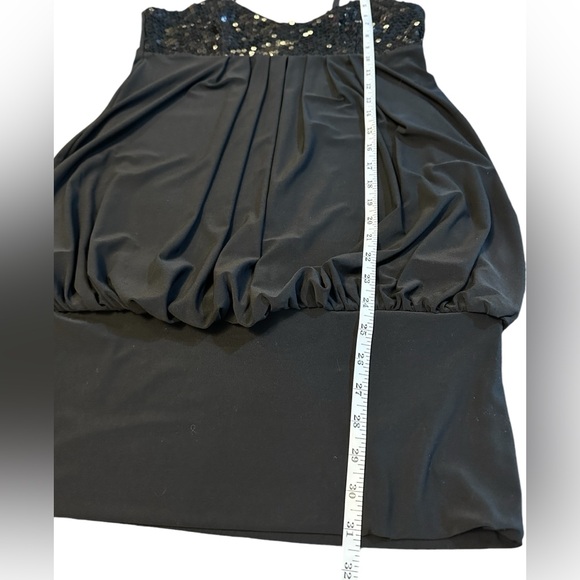 Black Sequin spaghetti strap Cocktail or formal dance mini‎ skirt Dress, sz 9/10 - Picture 7 of 10
